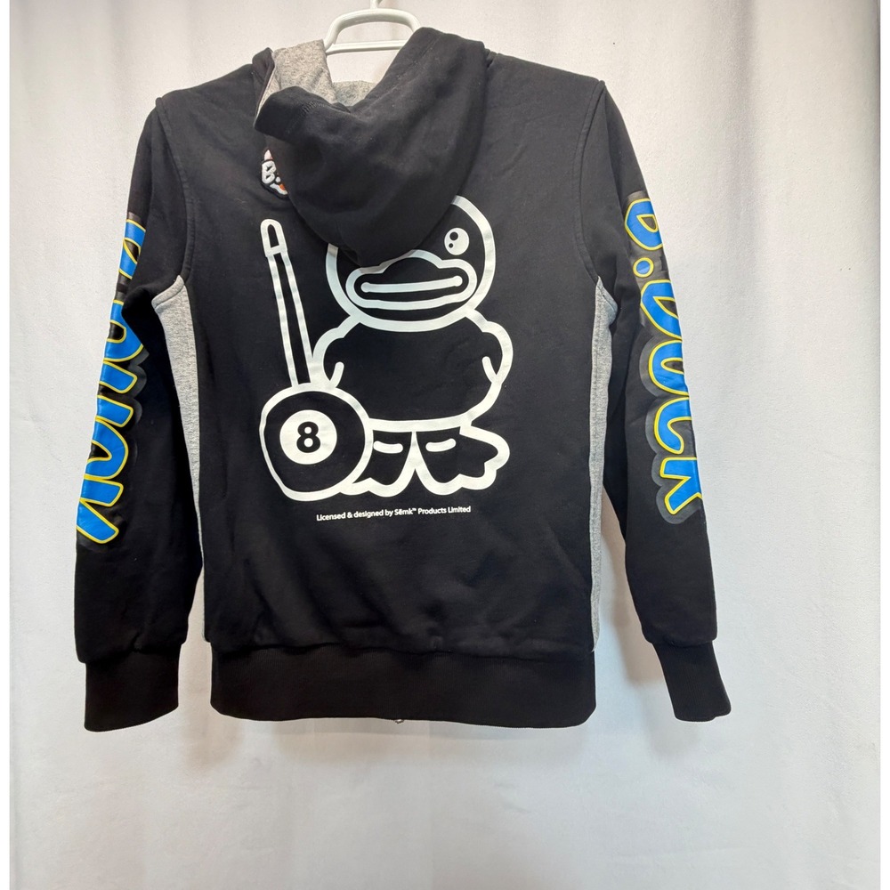 B. Duck Full Zip Hoodie Mens Medium Black 8-Ball Graphic Streetwear Sweatshirt